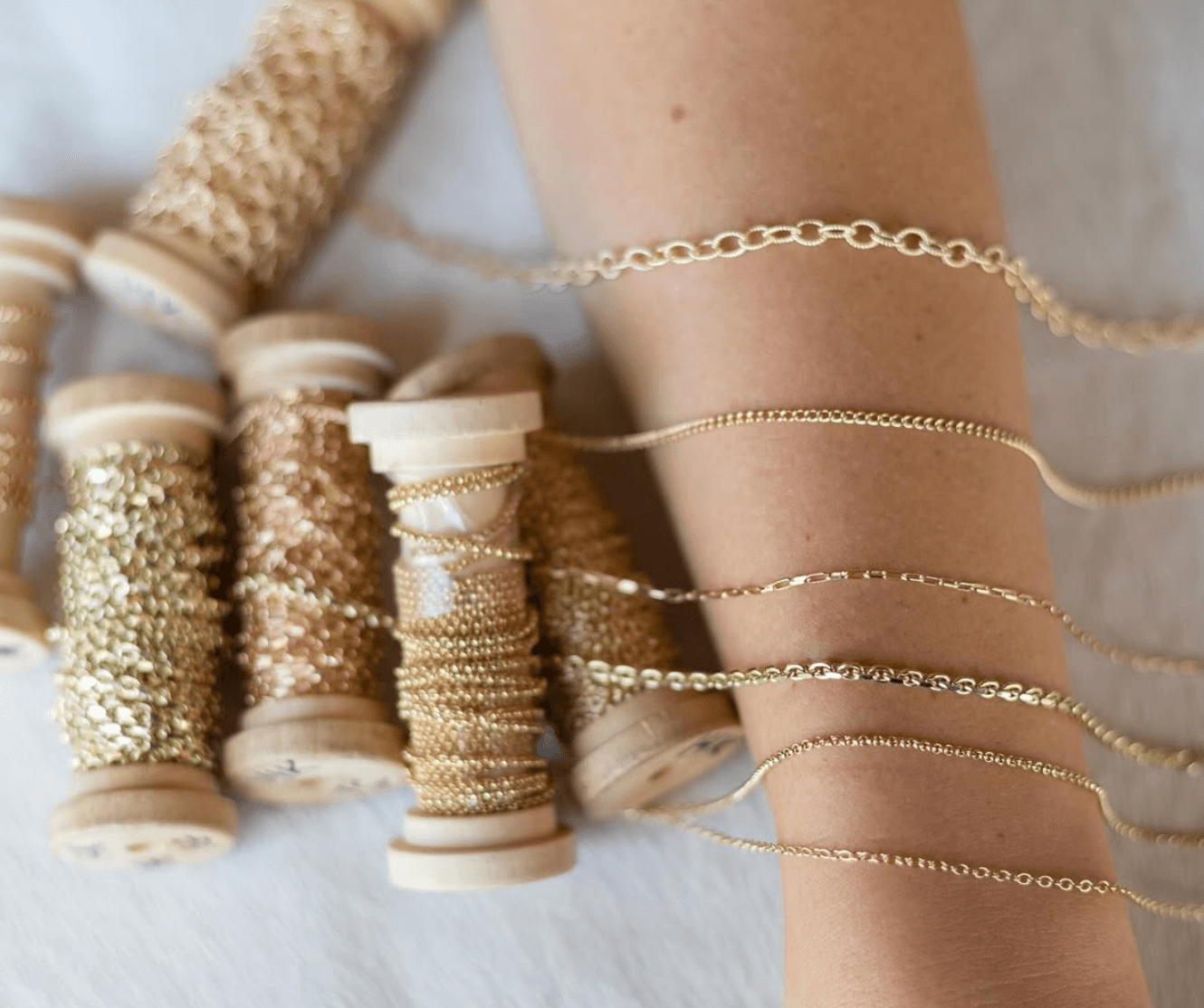 Gold chain spools