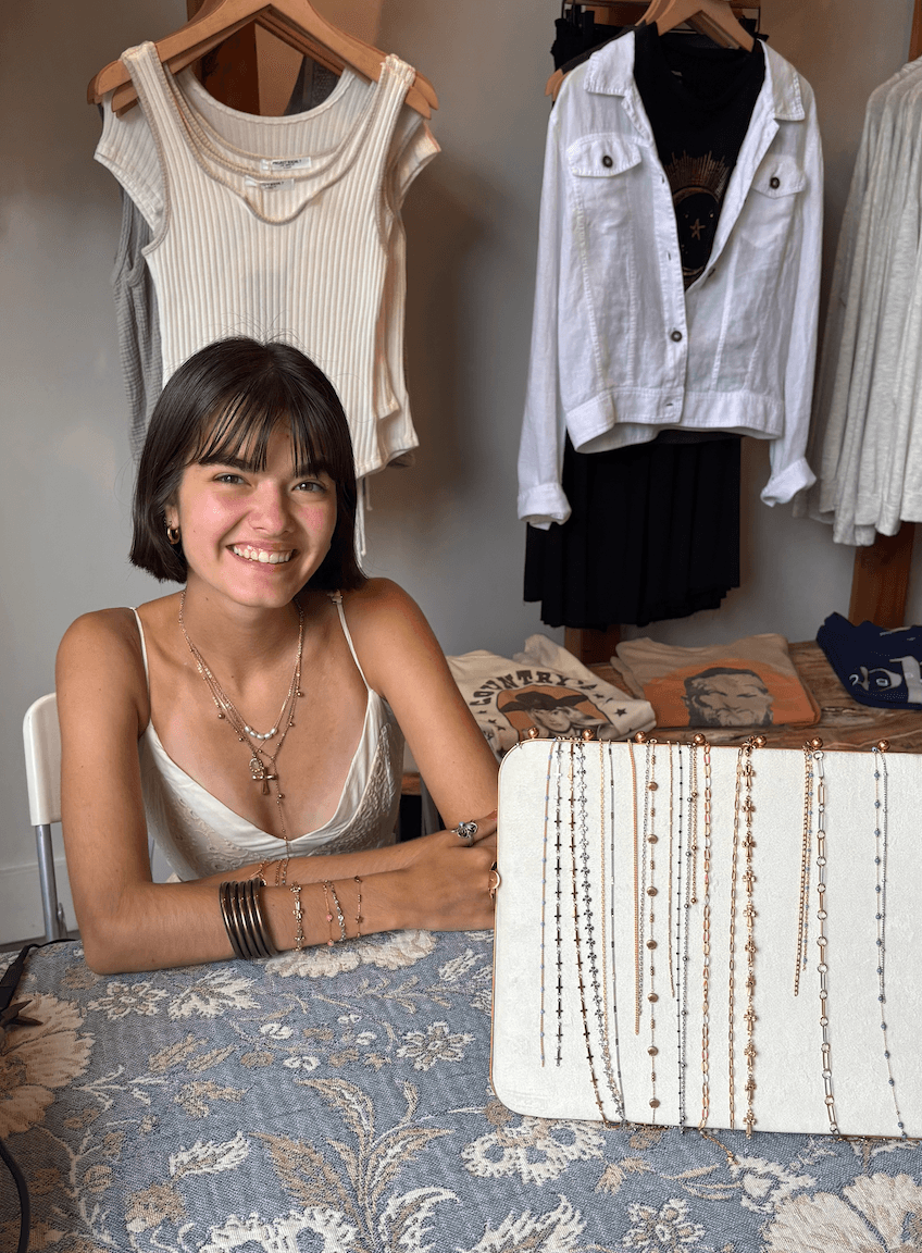 Mia Tumminello at her pop-up table